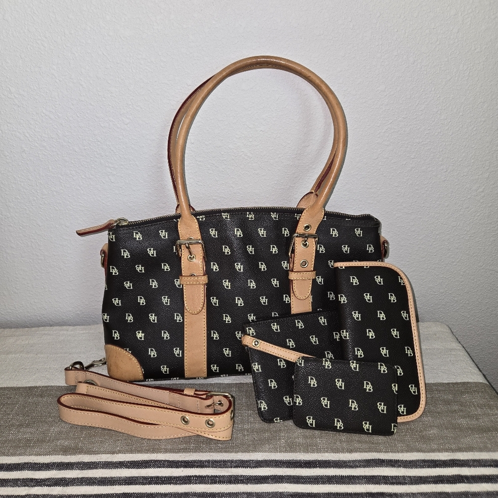 Dooney & Bourke Dark Brown and Tan Satchel, 4 Piece Set! - Picture 4 of 16